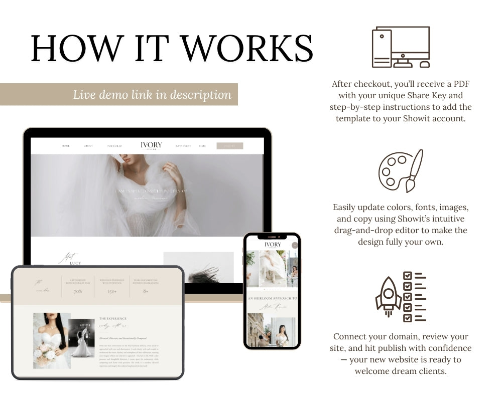 Ivory Atelier | Showit Website Template