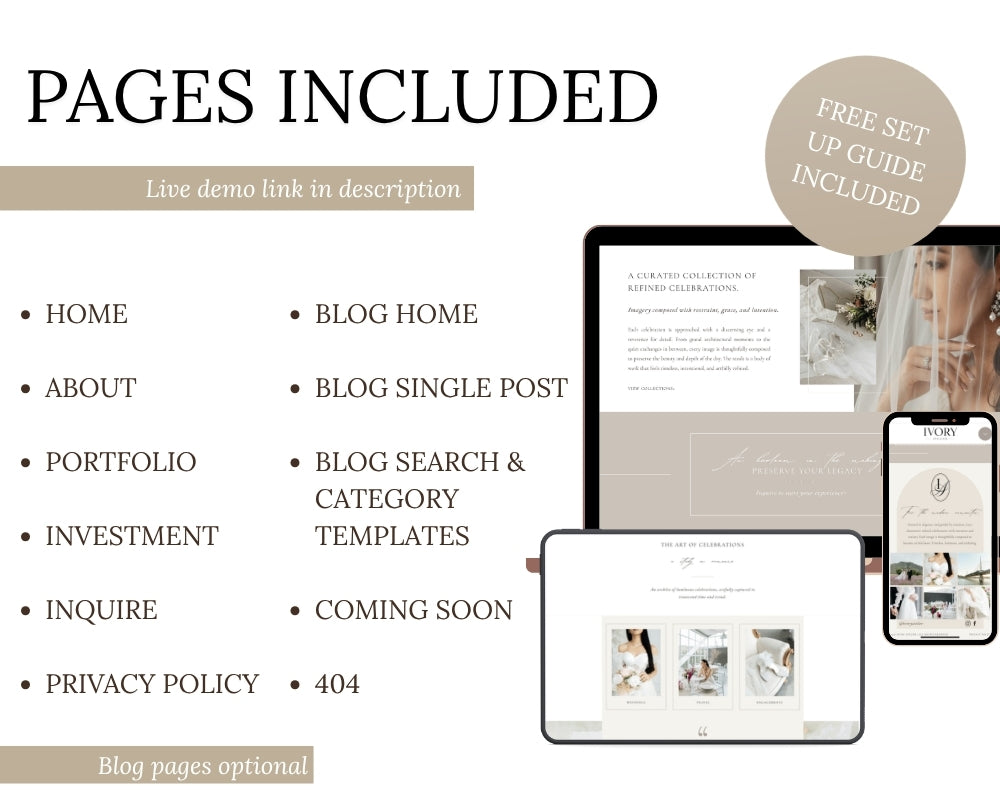 Ivory Atelier | Showit Website Template