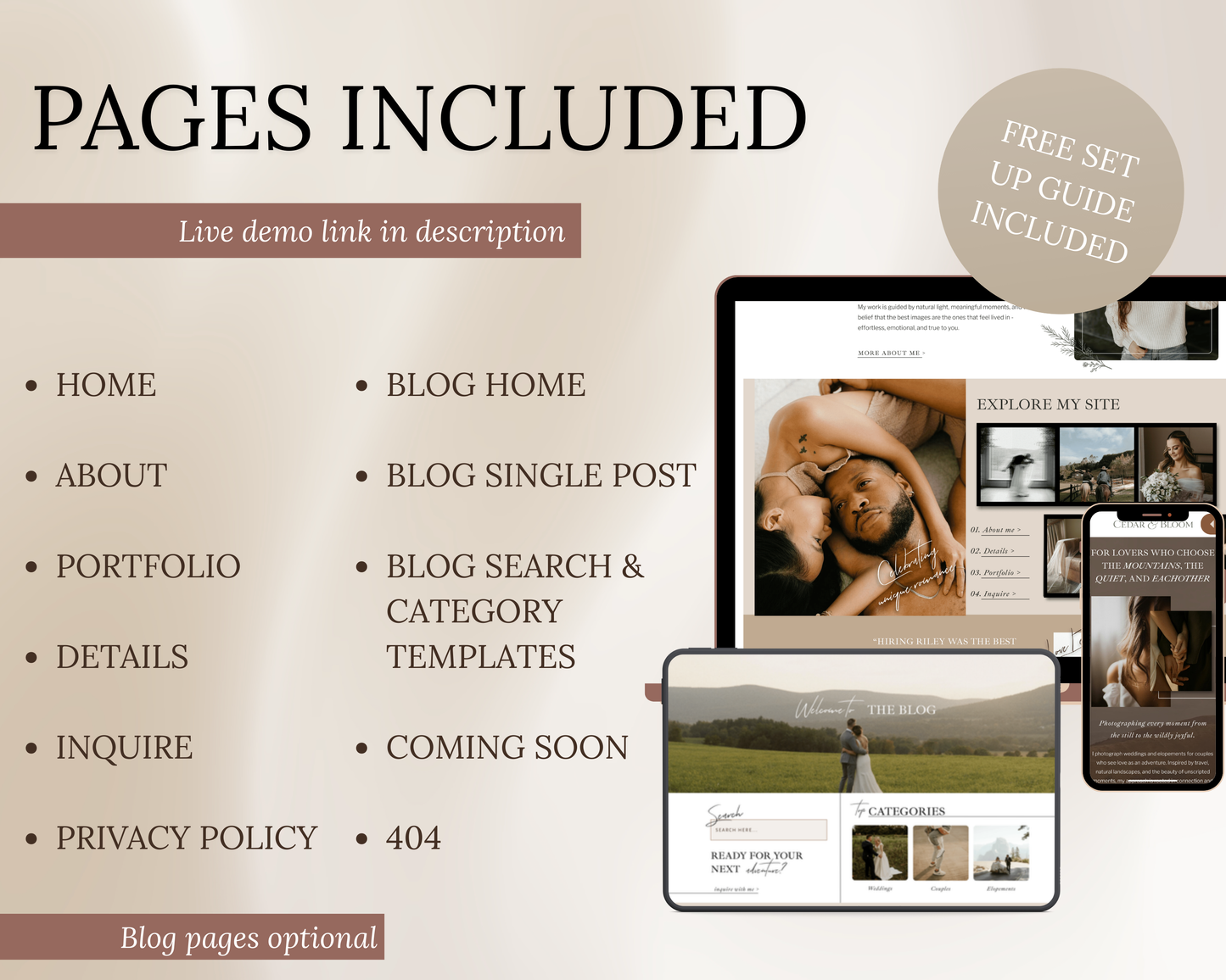 Cedar & Bloom | Showit Website Template