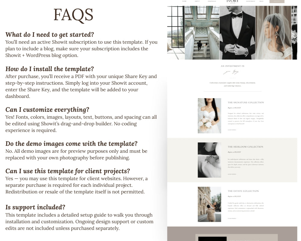 Ivory Atelier | Showit Website Template