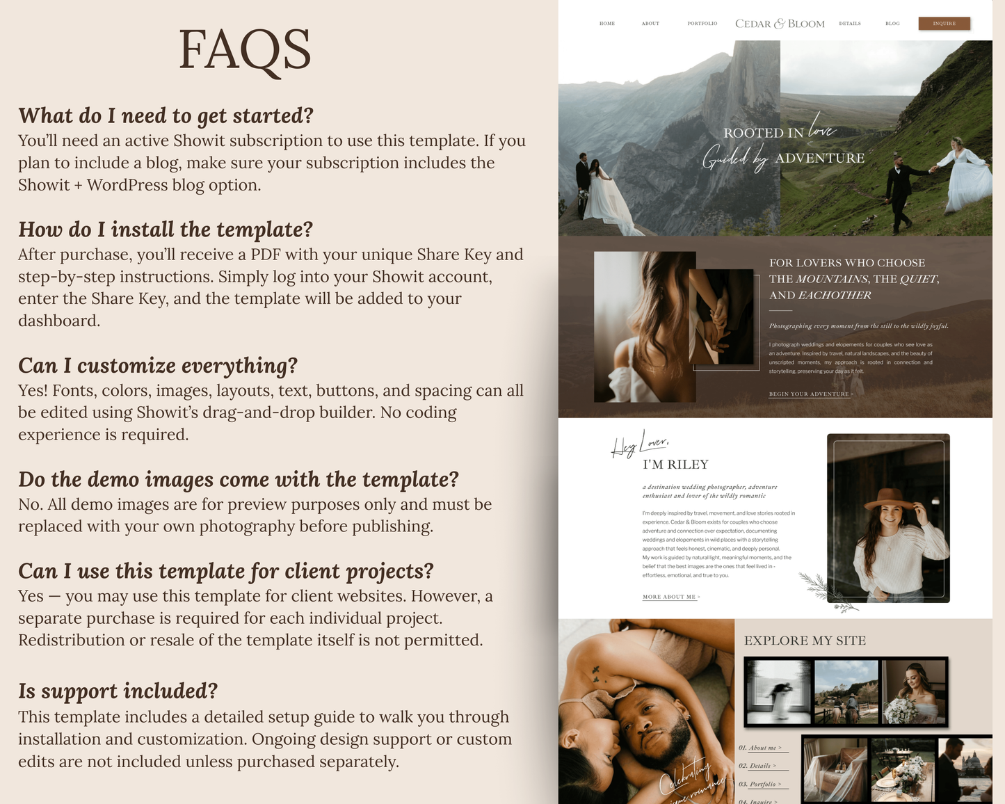 Cedar & Bloom | Showit Website Template